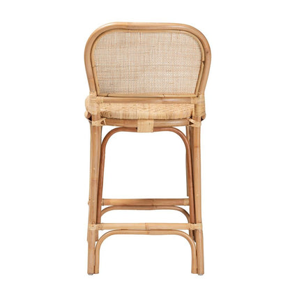 bali &amp; pari Adrena Modern Bohemian Natural Brown Rattan Counter Stool - Ethereal Company