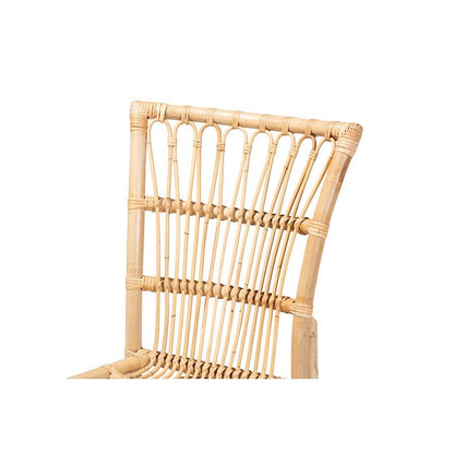 bali &amp; pari Ammi Modern Bohemian Natural Brown Rattan 2-Piece Dining Chair Set - Ethereal Company
