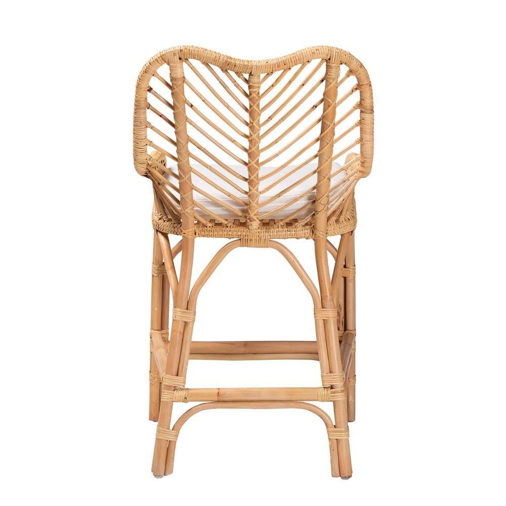 bali &amp; pari Arween Modern Bohemian Natural Brown Rattan Counter Stool - Ethereal Company