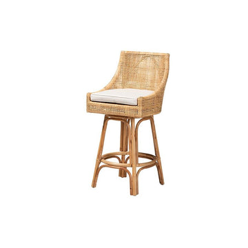 bali &amp; pari Bella Modern Bohemian Natural Brown Rattan Bar Stool - Ethereal Company