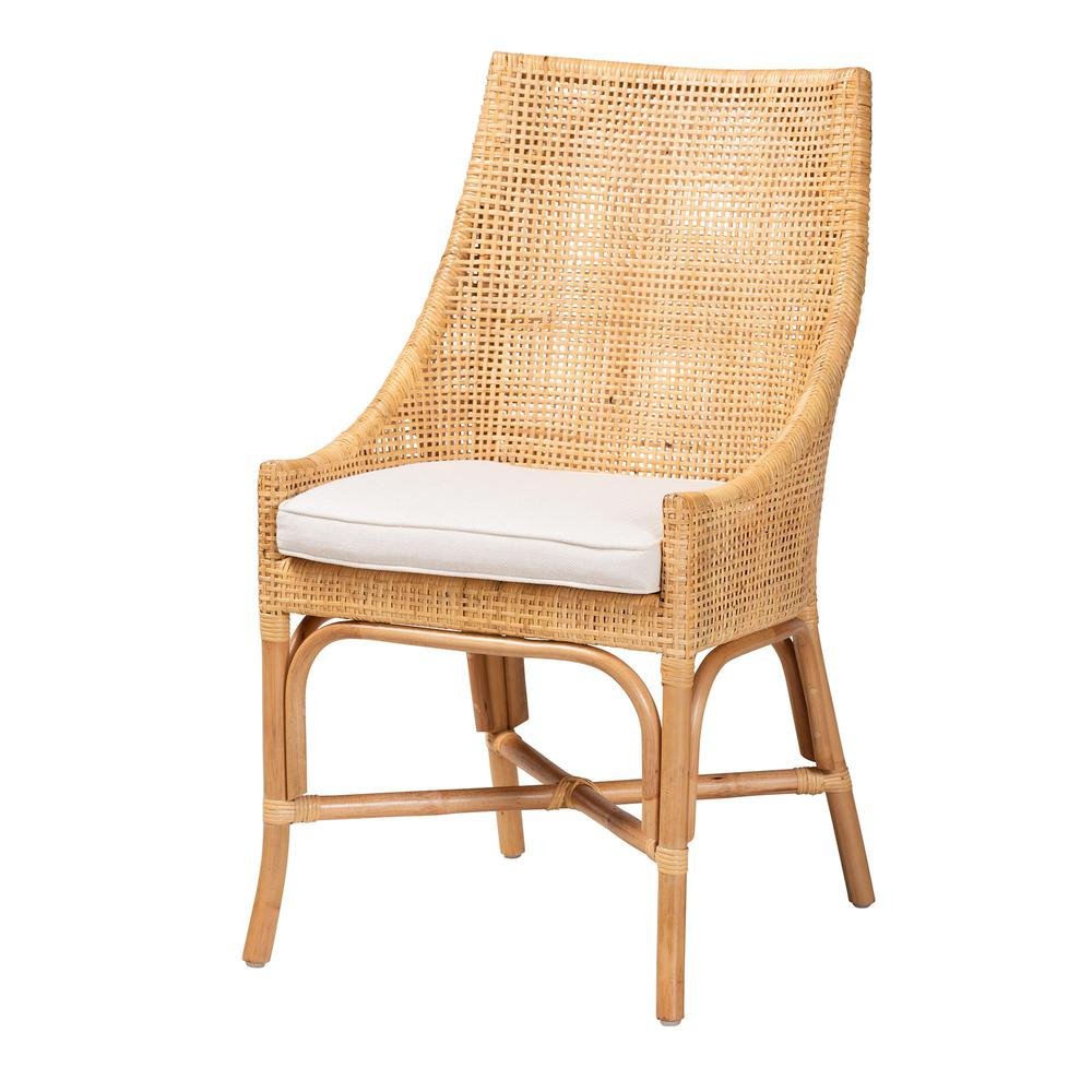 bali &amp; pari Bella Modern Bohemian Natural Brown Rattan Dining Chair - Ethereal Company