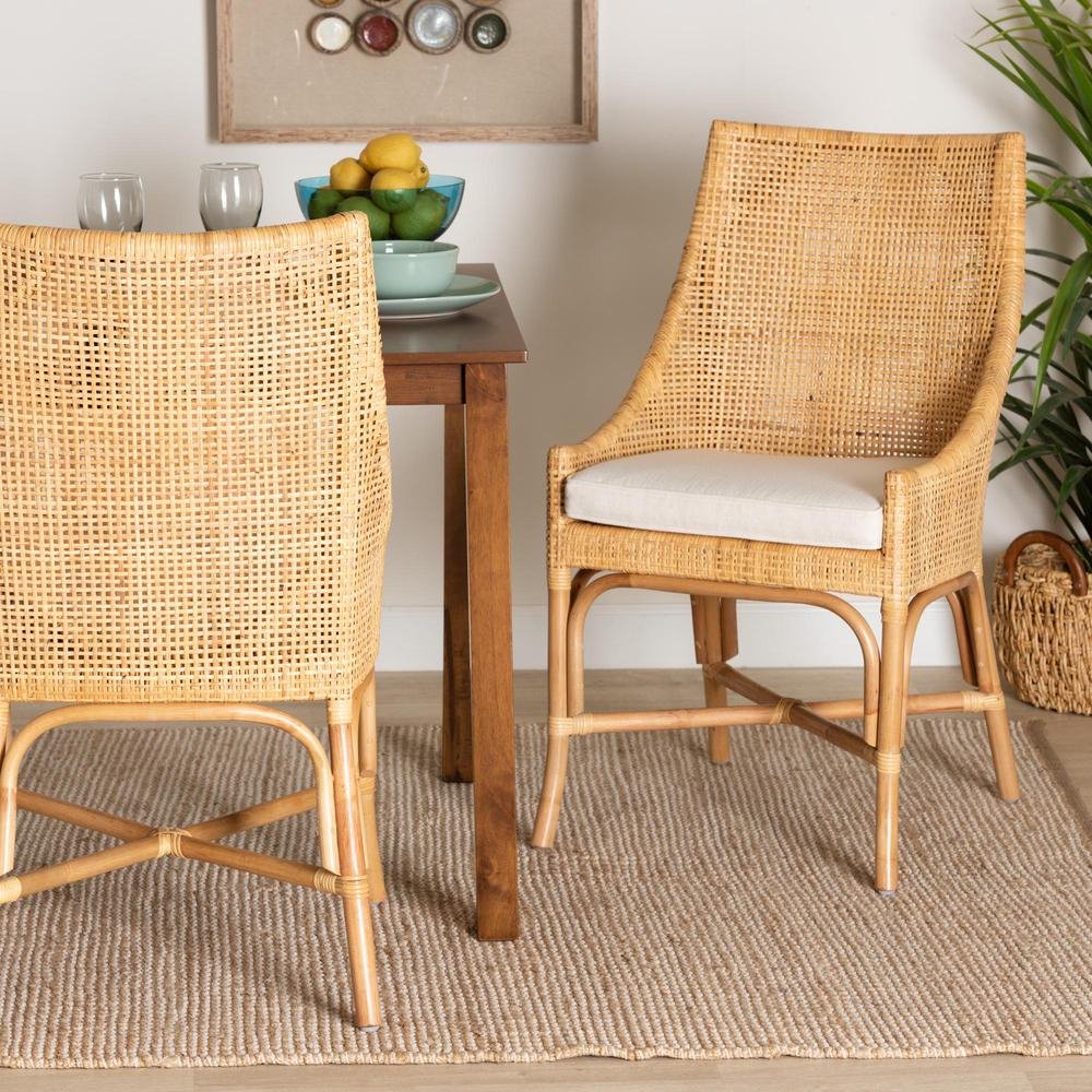 bali &amp; pari Bella Modern Bohemian Natural Brown Rattan Dining Chair - Ethereal Company