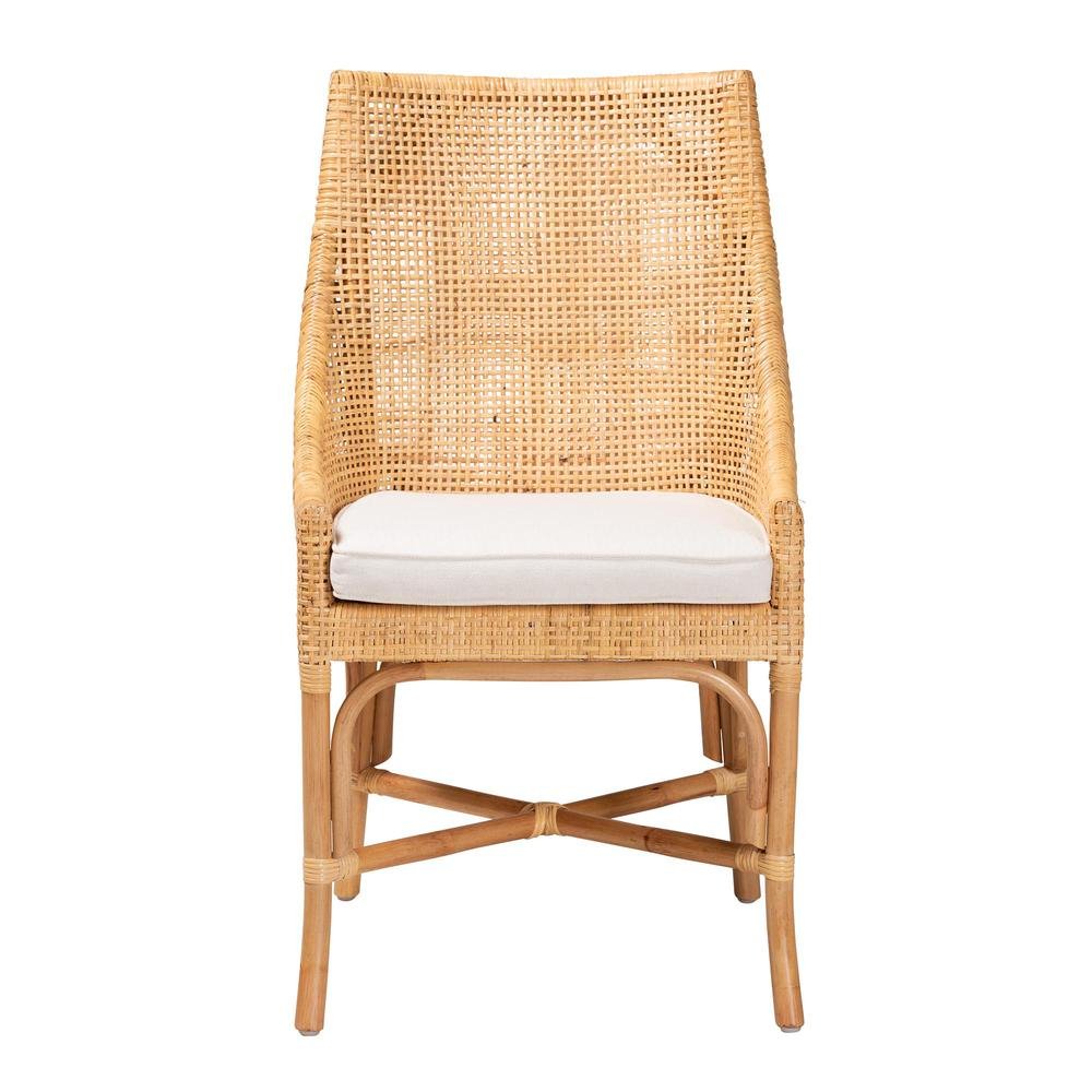 bali &amp; pari Bella Modern Bohemian Natural Brown Rattan Dining Chair - Ethereal Company