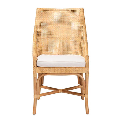 bali &amp; pari Bella Modern Bohemian Natural Brown Rattan Dining Chair - Ethereal Company