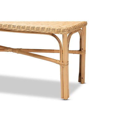 bali &amp; pari Cacaban Modern Bohemian Natural Brown Rattan Accent Bench - Ethereal Company