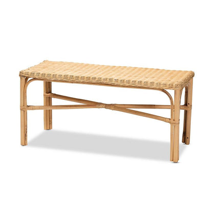 bali &amp; pari Cacaban Modern Bohemian Natural Brown Rattan Accent Bench - Ethereal Company