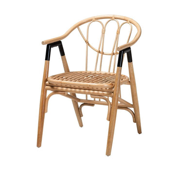bali &amp; pari Cyntia Modern Bohemian Natural Brown Rattan Dining Chair - Ethereal Company