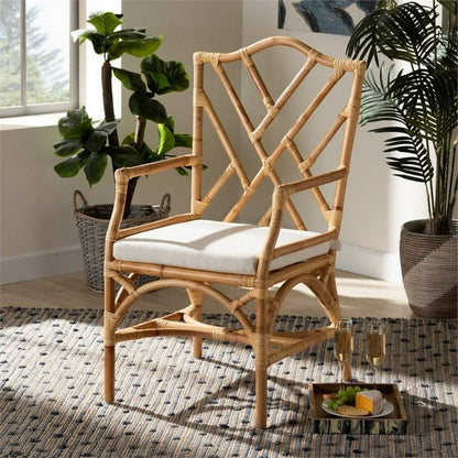 Bali &amp; Pari Delta Modern and Contemporary Natural Finished Rattan Dining Chair - Ethereal Company