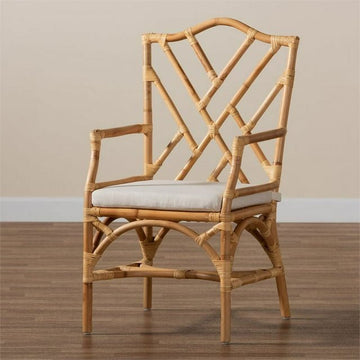 Bali &amp; Pari Delta Modern and Contemporary Natural Finished Rattan Dining Chair - Ethereal Company