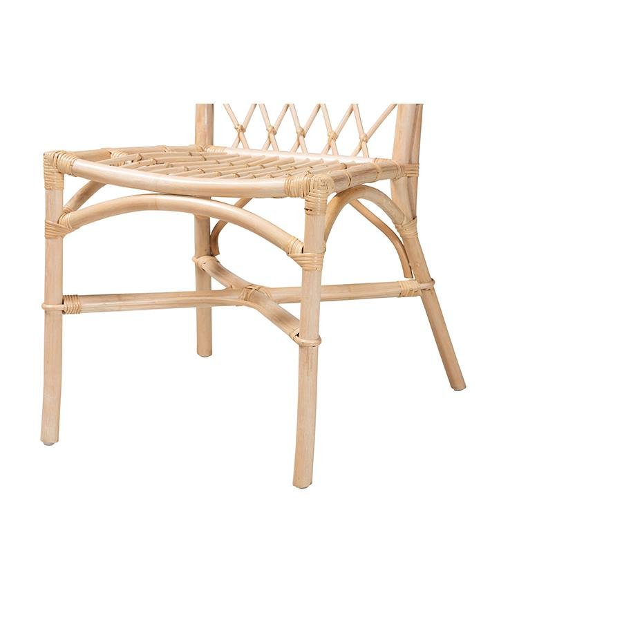 bali &amp; pari Doria Modern Bohemian Natural Brown Rattan 2-Piece Dining Chair Set - Ethereal Company