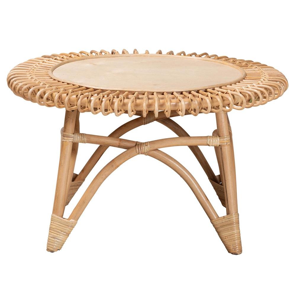 bali &amp; pari Elani Modern Bohemian Natural Rattan Coffee Table - Ethereal Company