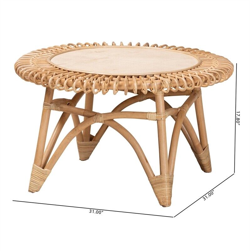 bali &amp; pari Elani Modern Bohemian Natural Rattan Coffee Table - Ethereal Company