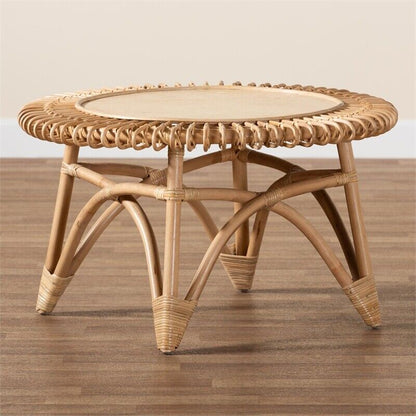 bali &amp; pari Elani Modern Bohemian Natural Rattan Coffee Table - Ethereal Company