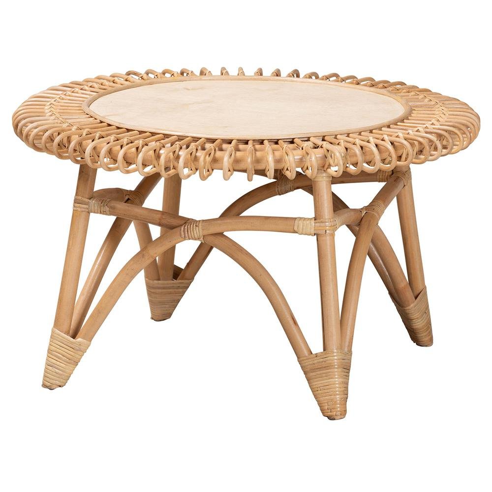 bali &amp; pari Elani Modern Bohemian Natural Rattan Coffee Table - Ethereal Company