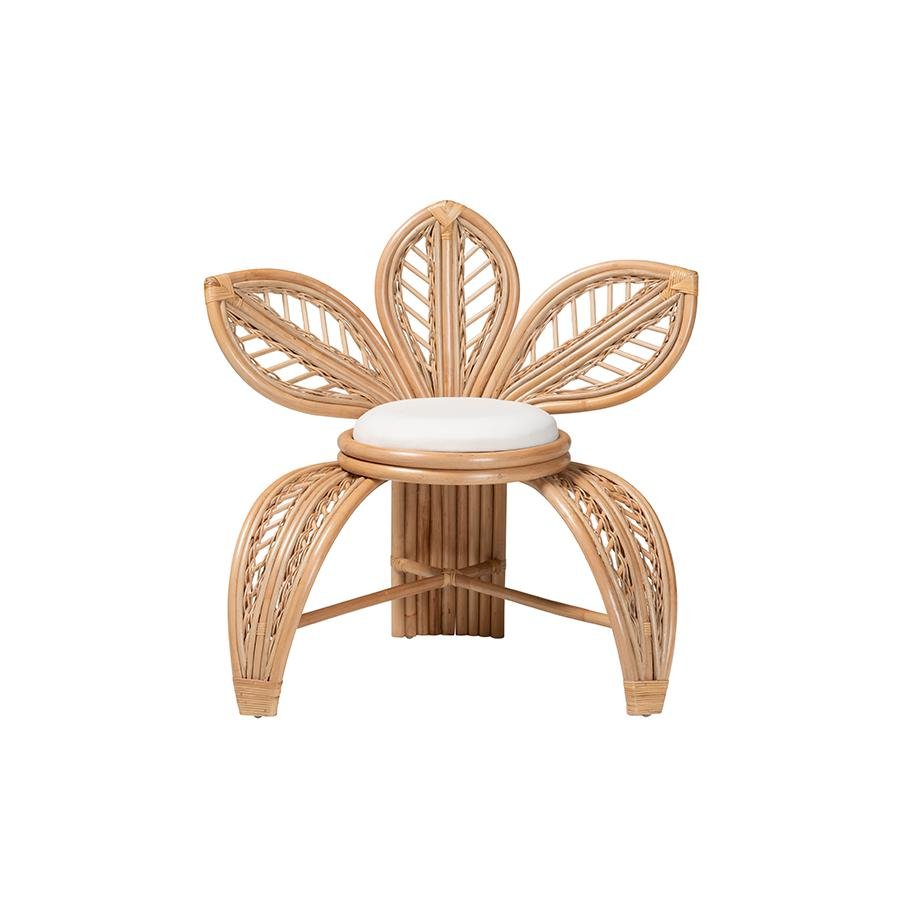 bali &amp; pari Gresham Modern Bohemian Natural Rattan Leaf Accent Chair - Ethereal Company