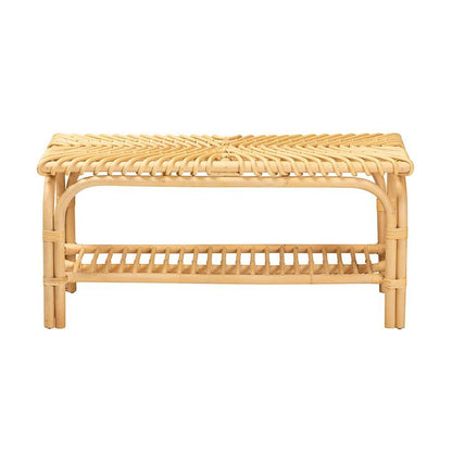 bali &amp; pari Himari Modern Bohemian Natural Brown Rattan Accent Bench - Ethereal Company