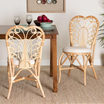 bali &amp; pari Jerica Modern Bohemian Natural Brown Rattan Dining Chair - Ethereal Company