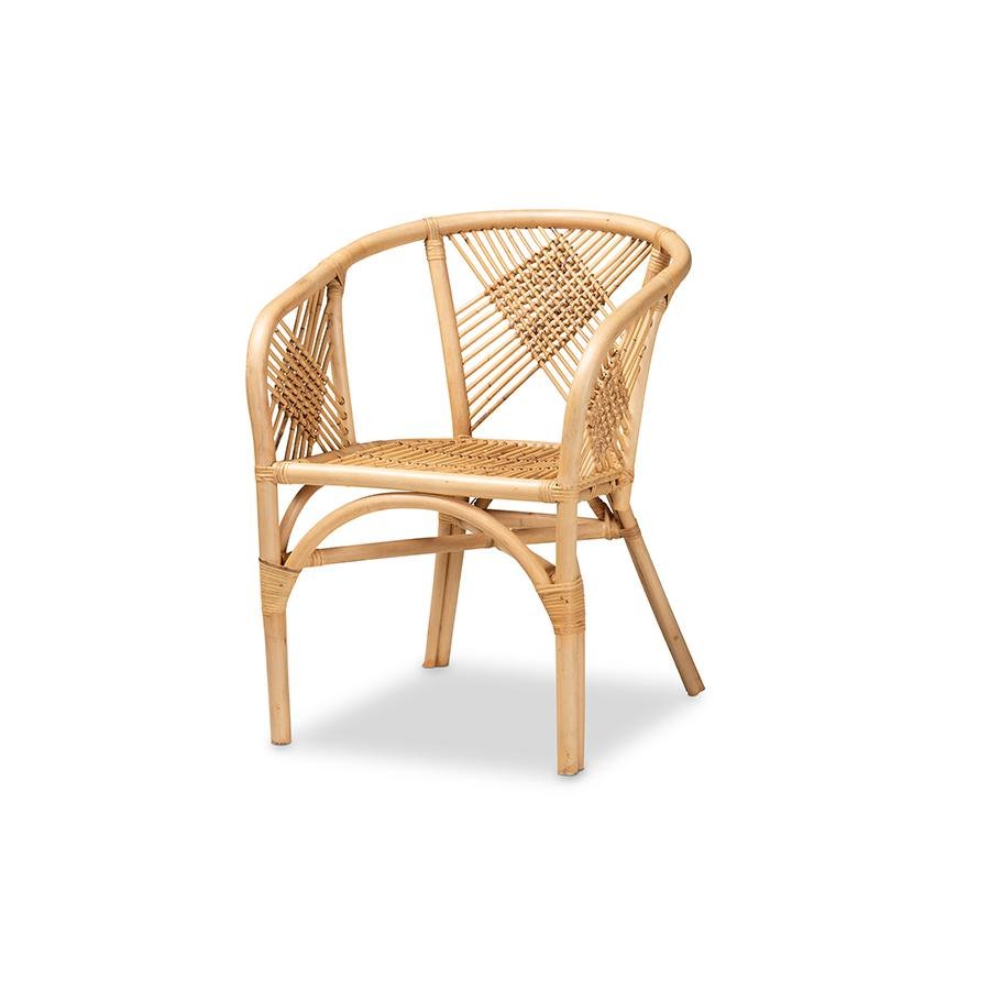 bali &amp; pari Kagama Modern Bohemian Natural Brown Rattan Dining Chair - Ethereal Company