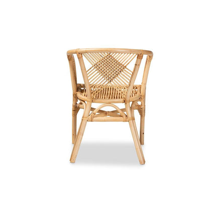 bali &amp; pari Kagama Modern Bohemian Natural Brown Rattan Dining Chair - Ethereal Company
