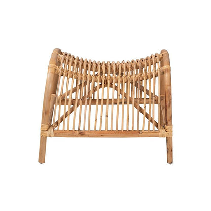 bali &amp; pari Lamaria Modern Bohmenian Natural Brown Antique Rattan Footstool - Ethereal Company