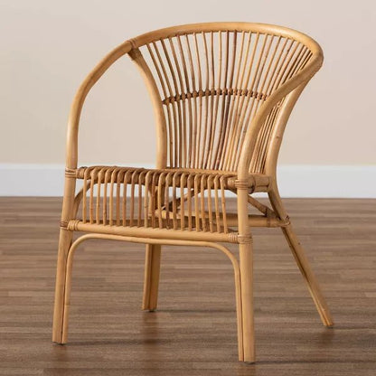 bali &amp; pari Murai Modern Bohemian Natural Brown Rattan Dining Chair - Ethereal Company