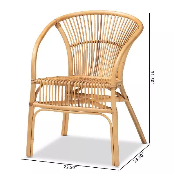 bali &amp; pari Murai Modern Bohemian Natural Brown Rattan Dining Chair - Ethereal Company