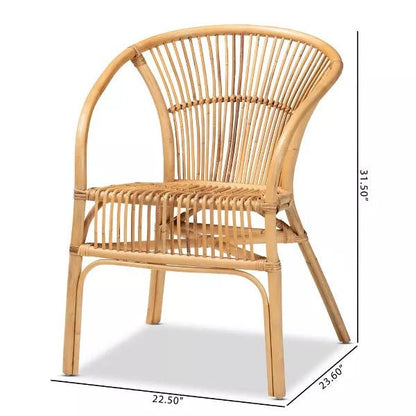 bali &amp; pari Murai Modern Bohemian Natural Brown Rattan Dining Chair - Ethereal Company