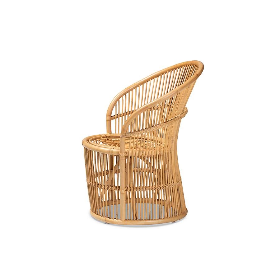 bali &amp; pari Narva Modern Bohemian Natural Brown Rattan Accent Chair - Ethereal Company