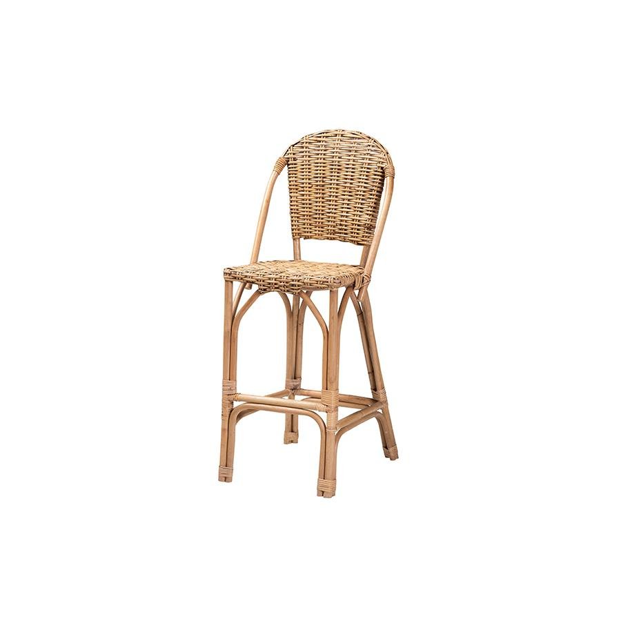 bali &amp; pari Neola Modern Bohemian Natural Rattan Bar Stool - Ethereal Company