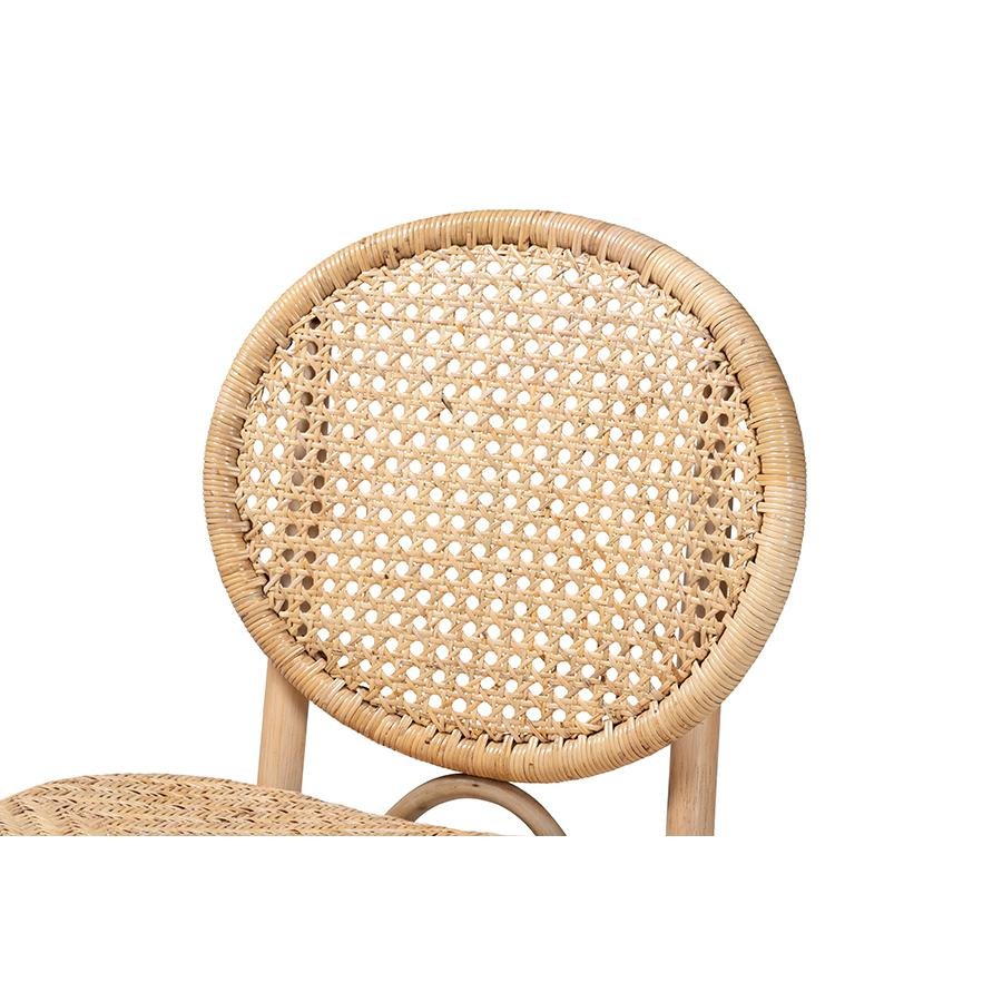 bali &amp; pari Osaka Modern Bohemian Natural Brown Rattan Dining Chair - Ethereal Company