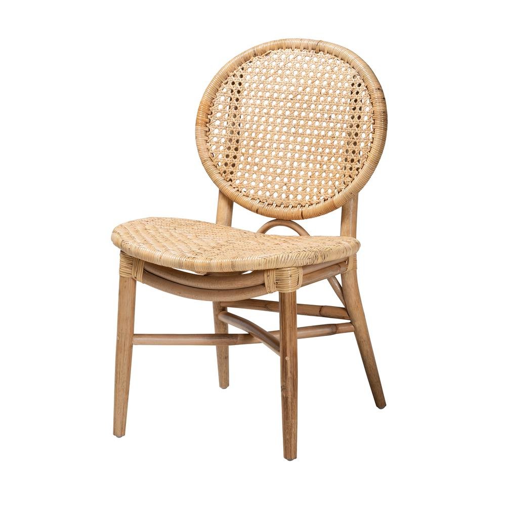 bali &amp; pari Osaka Modern Bohemian Natural Brown Rattan Dining Chair - Ethereal Company