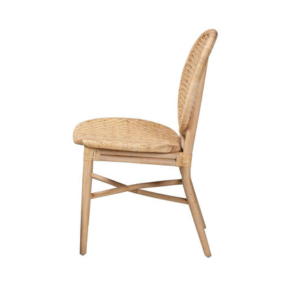 bali &amp; pari Osaka Modern Bohemian Natural Brown Rattan Dining Chair - Ethereal Company