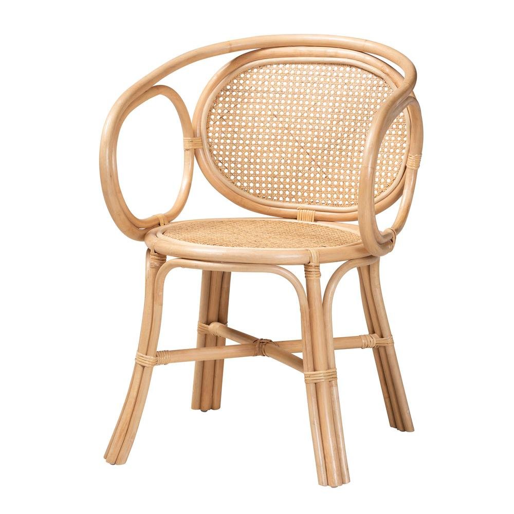 bali &amp; pari Palesa Modern Bohemian Natural Brown Rattan Dining Chair - Ethereal Company