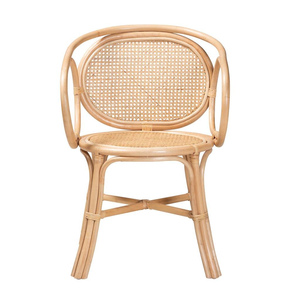 bali &amp; pari Palesa Modern Bohemian Natural Brown Rattan Dining Chair - Ethereal Company