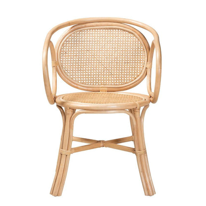 bali &amp; pari Palesa Modern Bohemian Natural Brown Rattan Dining Chair - Ethereal Company