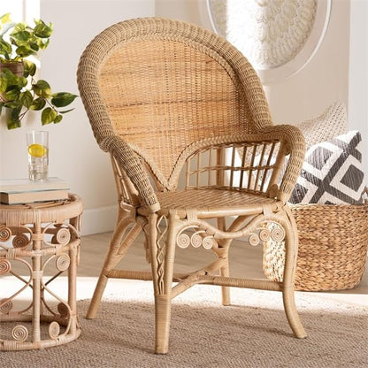 bali &amp; pari Ratu Modern Bohemian Natural Brown Rattan Accent Chair - Ethereal Company