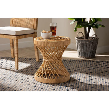 bali &amp; pari Seville Modern and Contemporary Natural Finished Rattan End Table - Ethereal Company