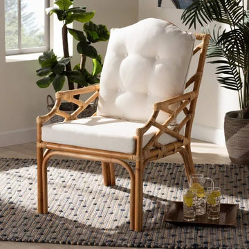 Bali &amp; Pari Sonia Modern and Contemporary Natural Finished Rattan Armchair - Ethereal Company