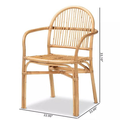 bali &amp; pari Tugera Modern Bohemian Natural Brown Rattan Dining Chair - Ethereal Company