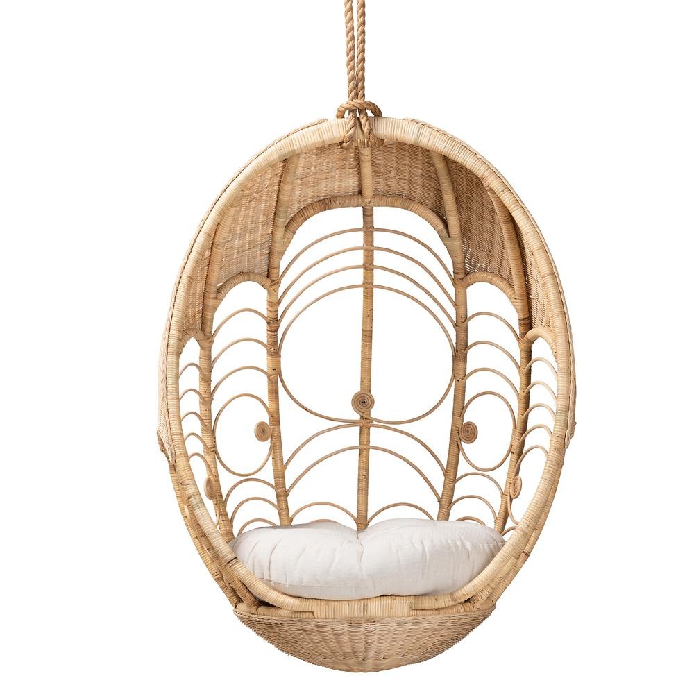 bali &amp; pari Umika Modern Bohemian Natural Brown Rattan Hanging Chair - Ethereal Company