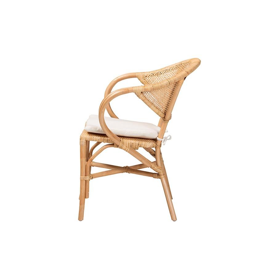 bali &amp; pari Varick Modern Bohemian Natural Brown Finished Rattan Dining Chair - Ethereal Company