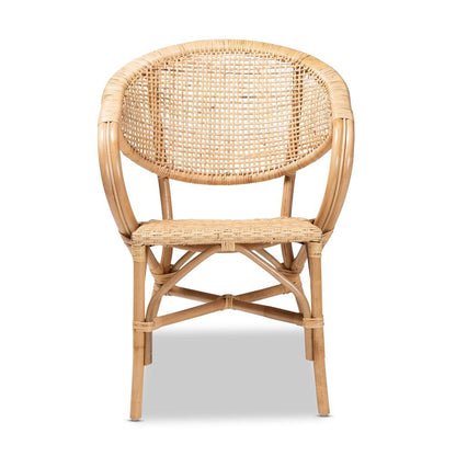 bali &amp; pari Varick Modern Bohemian Natural Brown Finished Rattan Dining Chair - Ethereal Company