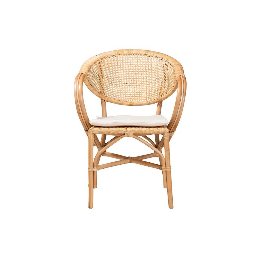 bali &amp; pari Varick Modern Bohemian Natural Brown Finished Rattan Dining Chair - Ethereal Company