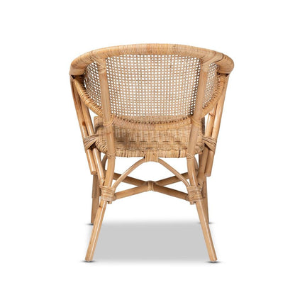 bali &amp; pari Varick Modern Bohemian Natural Brown Finished Rattan Dining Chair - Ethereal Company