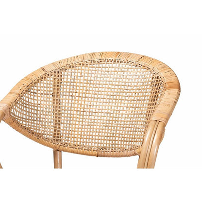 bali &amp; pari Varick Modern Bohemian Natural Brown Finished Rattan Dining Chair - Ethereal Company