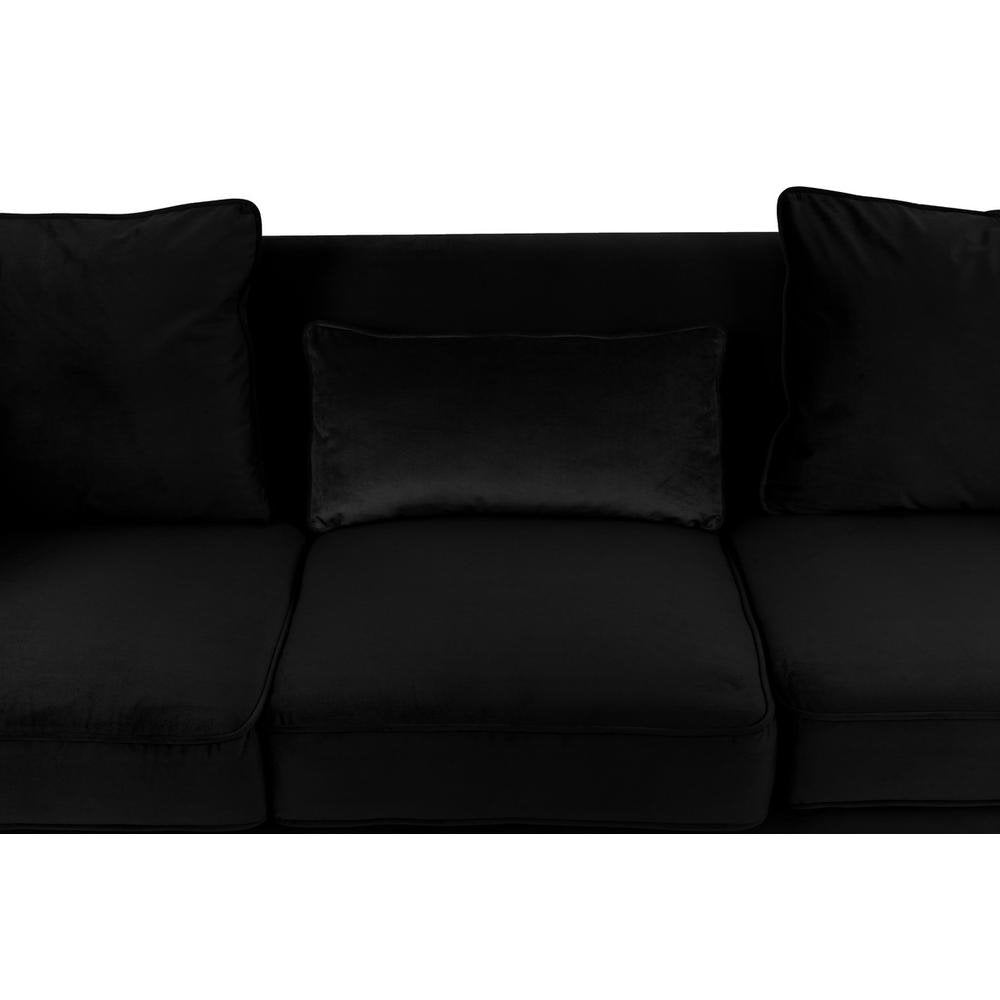 Bayberry Black Velvet Sofa with 3 Pillows - Ethereal Company