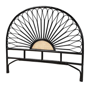Bohemian Two-Tone Black and Natural Brown Rattan King Size Standalone Headboard - Ethereal Company