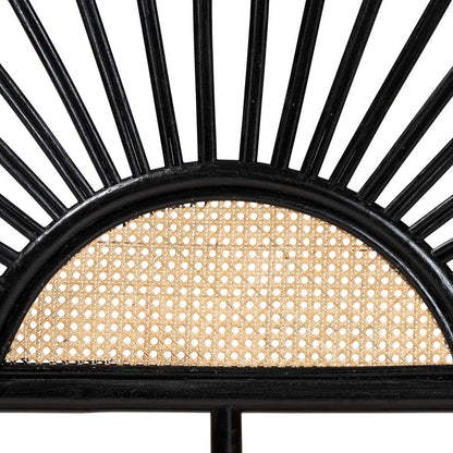 Bohemian Two-Tone Black and Natural Brown Rattan King Size Standalone Headboard - Ethereal Company