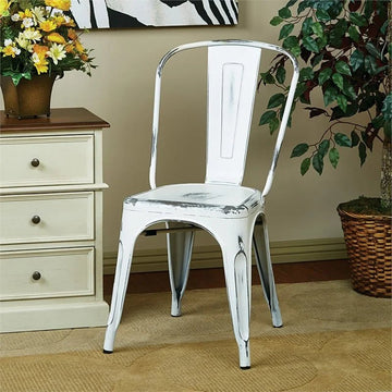 Bristow Armless Chair, Antique White Finish, 4 Pack - Ethereal Company