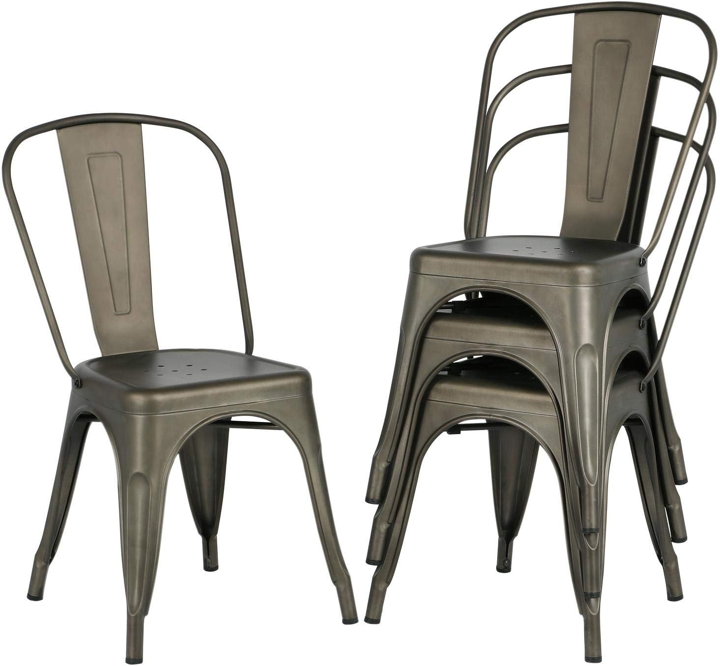 Bristow Armless Chair, Gun Metal Finish, 4 Pack - Ethereal Company